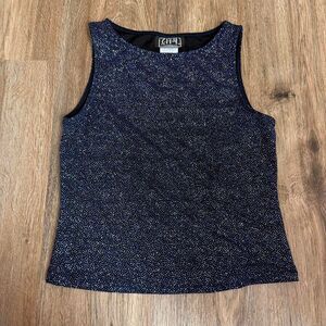 city triangles vintage y2k sparkly black blue and silver glitter top nwot 11/12